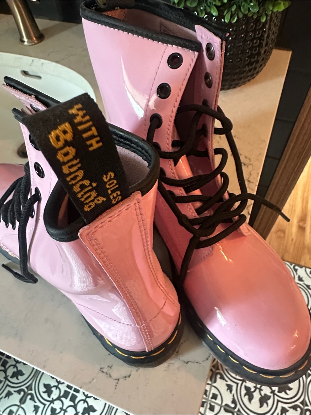 Doc Martens
Pink Women's Lace-Up Combat Boots - Classic Gloss Finish - Picture 2 of 3
